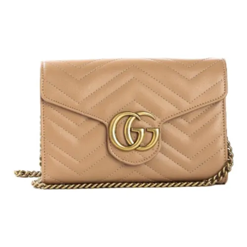 GUCCI Marmont Телячья кожа Сумка через плечо Сумка на плечо Стандартная Женская Бежевая