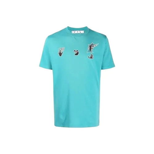 Off Белый Co Бренд Коллекция Синий Мужская Рубашка T