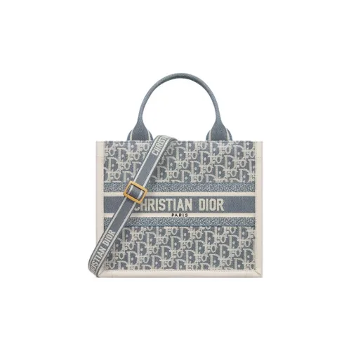 DIOR BookTote Хлопок Тоут Сумка Сумка для покупок Сумка Маленькая Унисекс Синяя