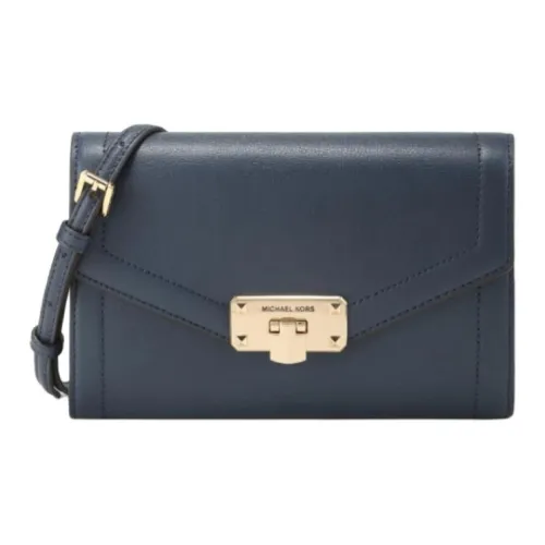 MICHAEL KORS Kinsley Коровья кожа Конверт Сумка через плечо Средняя Женская Морской синий