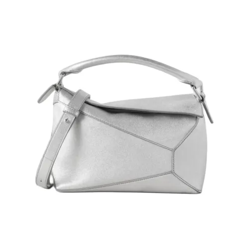 LOEWE Совместное издание Пазл Овечья шкура Сумка Мини Женская Серебряная