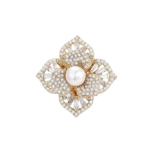 Lockstarfy Экологичный Медный Циркон Высокий ГЛосс Жемчужная Раковина Броши Женские