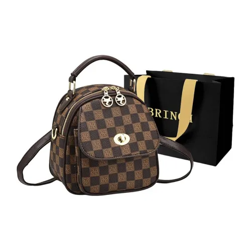 BRINCH ПУ (полиуретан) Рюкзак Стандартный Женский Кофейный Хаки