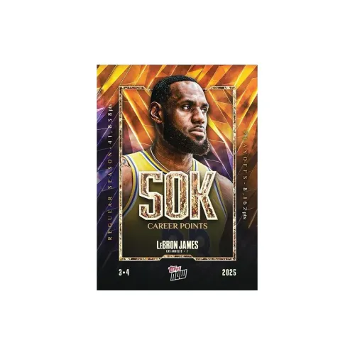 Topps NOW LeBron James Star Card 2025 NBA Los Angeles Lakers Career 50 000 Points Memorial Sports Cards 1 Pack Topps NOW Леброн Джеймс Звезда Карта 2025 NBA Los Angeles Lakers Карьера 50 000 Очков Памятные Спортивные Карты 1 Упаковка