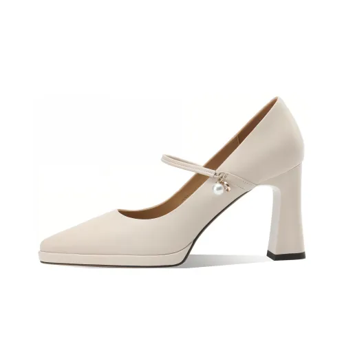 BOERDIQI Грубый каблук Высокие каблуки 8,5 см Женские Экрю