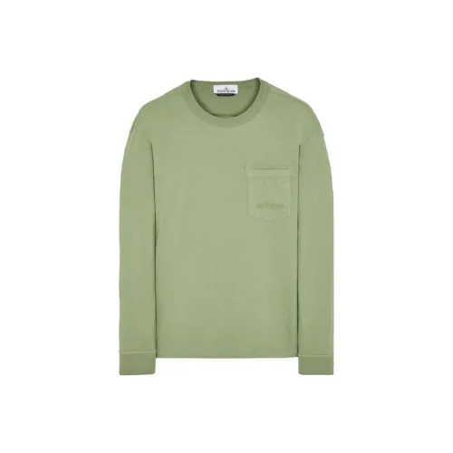 Stone Island Шалфейно-зеленая мужская футболка T-рубашка