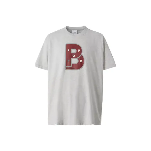Burberry X Pop Trading Company Однотонный Буква Узор С принтом Круглый вырез Повседневный Короткий рукав Т-рубашка Мужская Серый