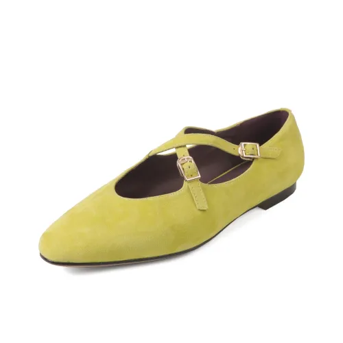 Hongyanglin Туфли Мэри Джейн с плоской подошвой женские грушево-желтые