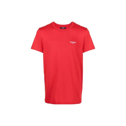 BALMAIN Red Men's T-Shirts BALMAIN Красные Мужские Футболки