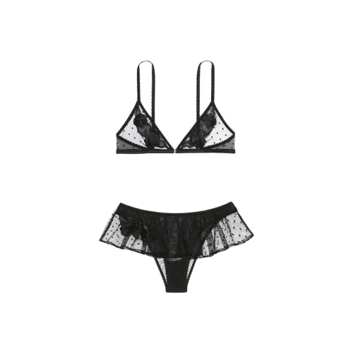 Victoria's Secret Комплект нижнего белья Женское Черное с горошком