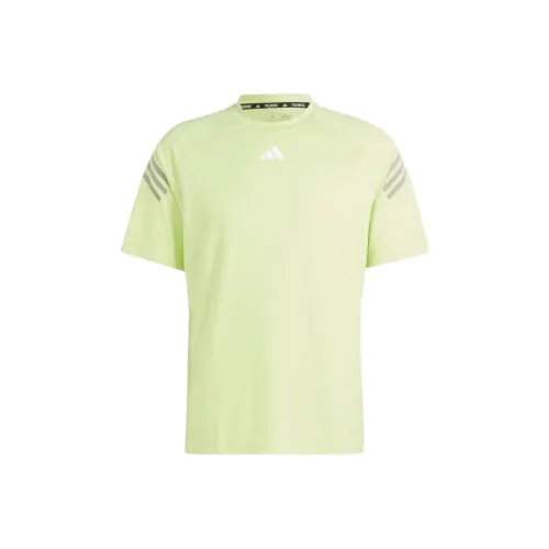 Adidas Платье с хвостом Icons 3 Stripes Тренировки T-рубашка T-рубашка Мужская Желтый Зеленый