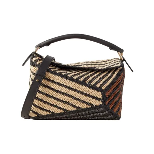 LOEWE Пазл Рафия Сумка через плечо Сумка Маленькая Женская Коричневая Черная Бежевая