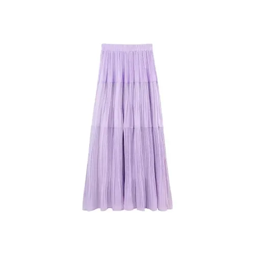 Wbwq Повседневный Длинный Юбка Женские Фиолетовый