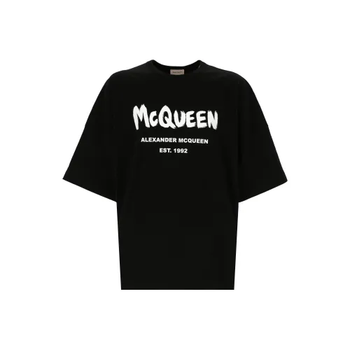 Alexander McQueen Graffiti Черные Мужские T-Рубашки