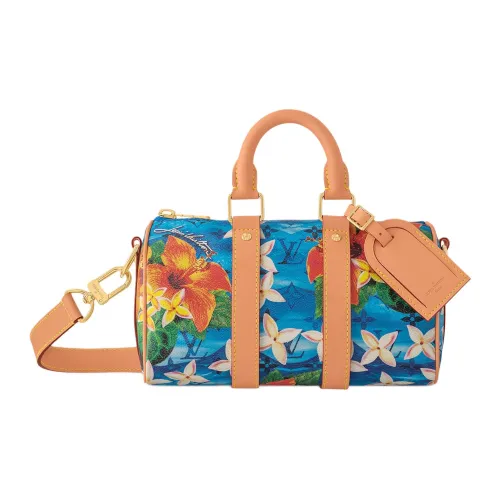 LOUIS VUITTON Холст и кожа сумка через плечо дорожная сумка мужская синяя и коричневая