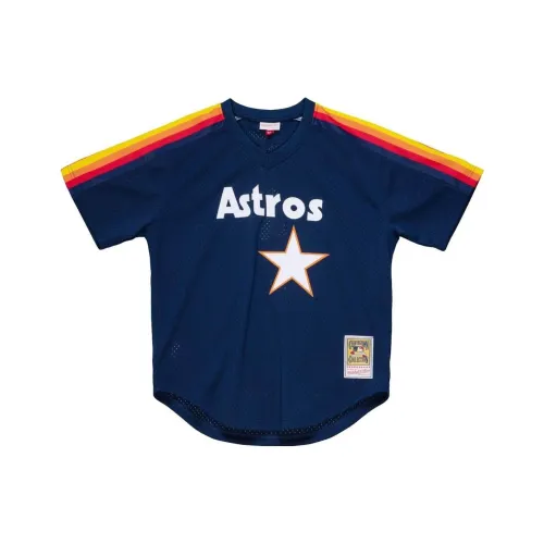 Mitchell Ness Blue Men's T-Shirts Mitchell Ness Синие Мужские Футболки