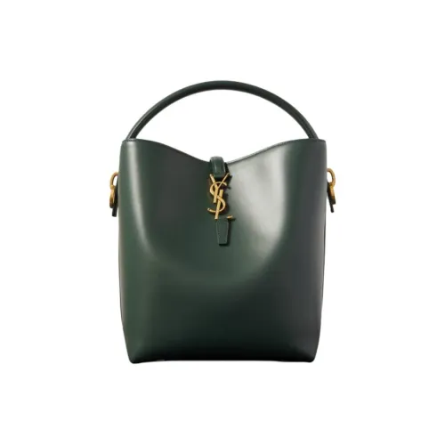 SAINT LAURENT Lambskin Bucket Bag Single Shoulder Bag Mini Women's Dark Green