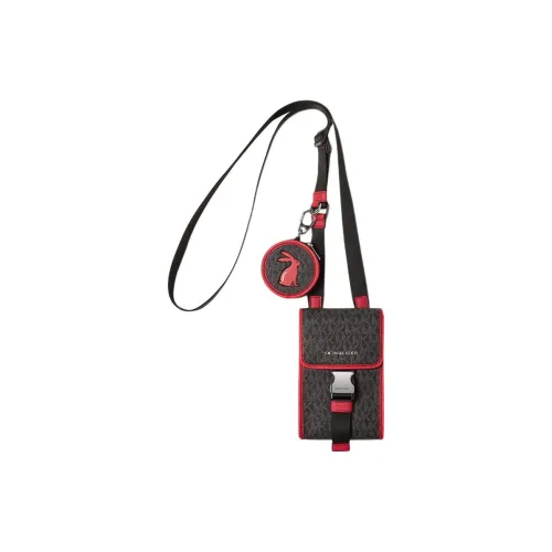 MICHAEL KORS MK Cooper Artificial Leather One Shoulder Crossbody Phone Case Men's Black Red