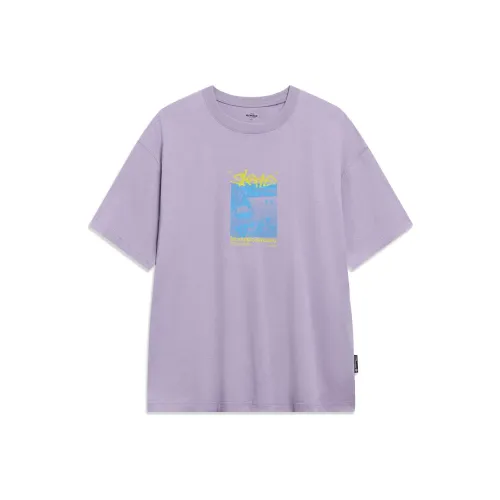 LINING Дисней Дымчато-серый Розово-фиолетовый Унисекс Футболка