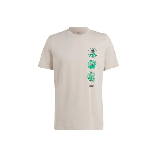 Adidas Комплект с короткими рукавами T-рубашка мужская бежевого цвета