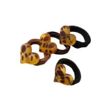 Сердце Резинка для волос 4 шт [Черный 2 шт + Темно-кофейный 1 шт + Карамель 1 шт]