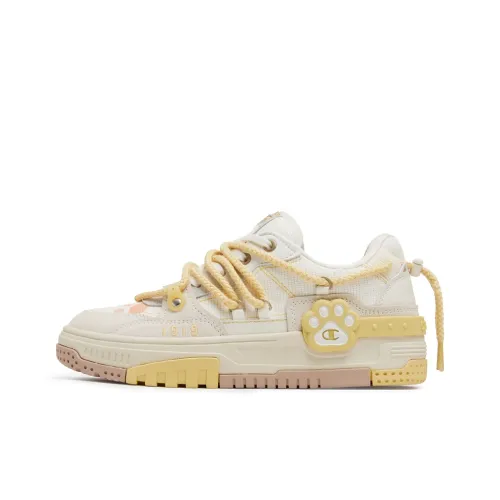 Чемпион Claw Наушники Обувь Низкий Топ Скейтборд Кроссовки Женские Молочно-белый Льняная ткань