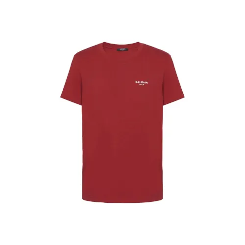 BALMAIN Red Men's T-Shirts BALMAIN Красные Мужские Футболки