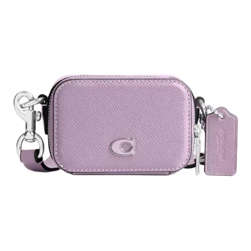 COACH Крестообразная текстура кожа через плечо мини мужская фиолетовая сумка