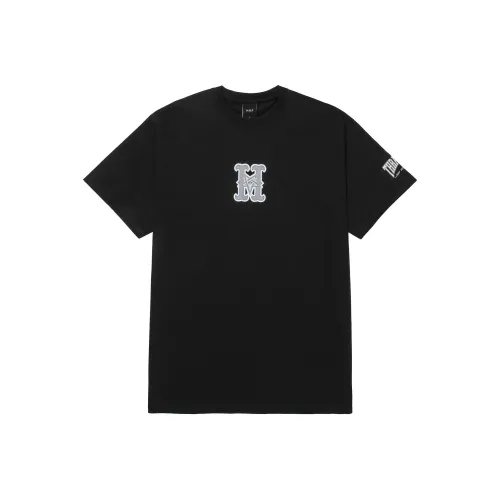 HUF Круглый вырез Облегающий Прямой крой Короткий рукав Т-рубашка Мужская Черная