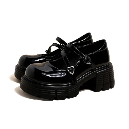 Ouumeis Грубый каблук Туфли Мэри Джейн 7 см Женские