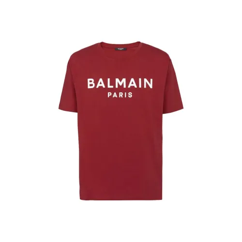 BALMAIN Red Men's T-Shirts BALMAIN Красные Мужские Футболки