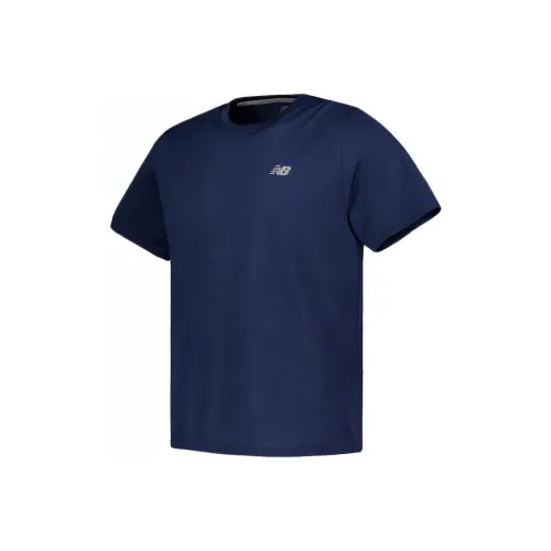 New Balance Бег Т-Рубашка Мужская Морской Синий