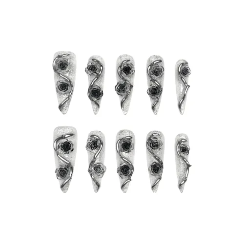 KDOW Розовый Цветная глазурь Ручной Разрисованный False Nail MID Длина (размер в длину) Серый Smudge 26мм