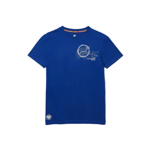 LACOSTE SS22 Квадратный воротник Облегающий прямой крой Короткий рукав Т-рубашка Мужская Синяя