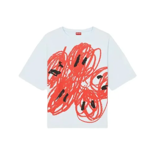 KENZO Drawn Varsity' T-Shirt Рубашка Мужская Светло-Синяя