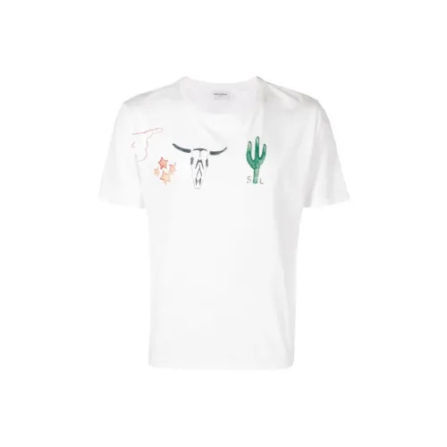 SAINT LAURENT Белая Мужская Футболка