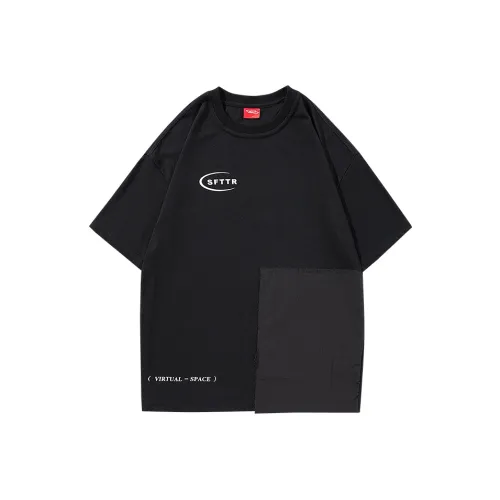 SFTTR Рукав с оборванным плечом T-рубашка Унисекс Черный