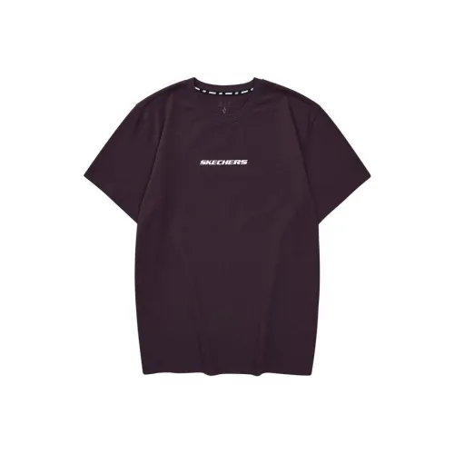 Skechers Т-рубашка с рукавом с оборванным плечом унисекс сливово-пурпурный красный