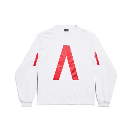 Balenciaga Archive Series Connected Long Sleeve T-Shirt T-Shirt Loose Fit Unisex White Баленсиага Archive Series Connected Длинный рукав Т-Рубашка Т-Рубашка Свободный крой Унисекс Белый