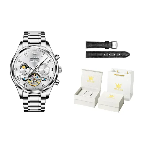 OLEVS Play The Cool Series Автоматический Механический Механизм Нержавеющая Сталь Ремешок Часы Мужские Белый Циферблат