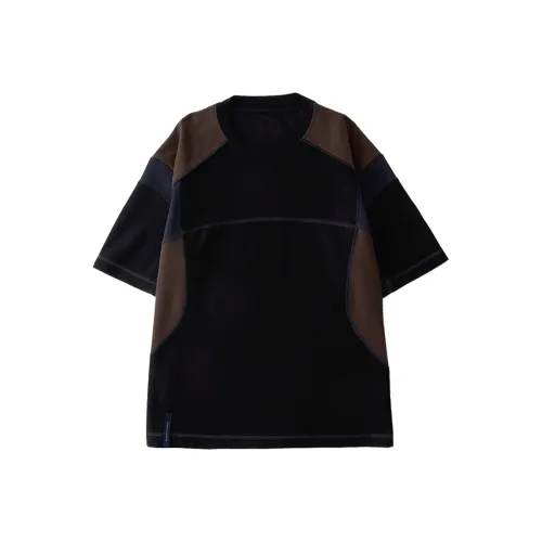 DECESOLO Черная рубашка унисекс с пэчворком T