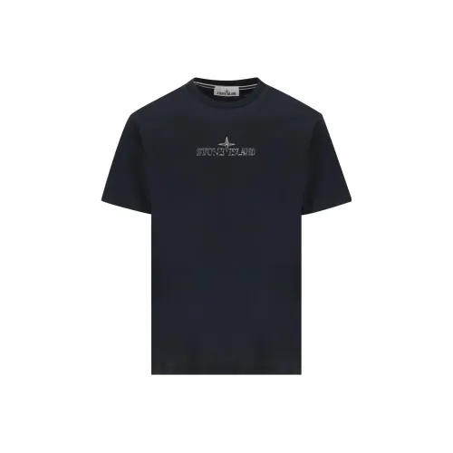STONE ISLAND Темно-синие мужские футболки T