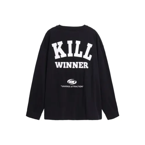 KILLWINNER Прямой крой Длинный рукав Т-рубашка Унисекс