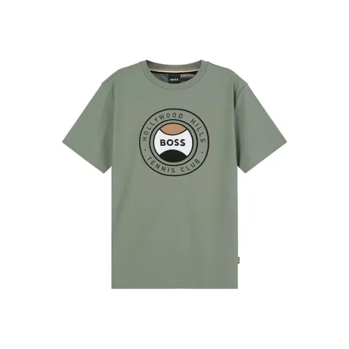 Hugo Boss Стандартный Короткий Рубашки с Коротким Рукавом Мужские Серый Зеленый