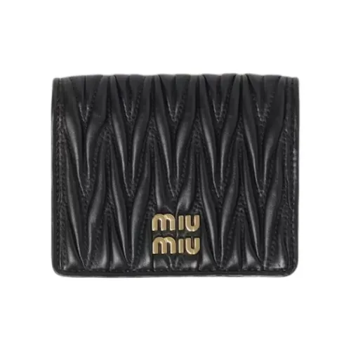 MIU MIU Matelassé Lambskin Wallet Small Women's Black