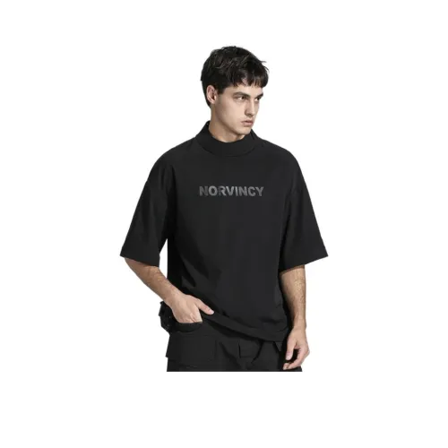 NORVINCY Удобная Полуводолазка Короткий Рукав Мужская Рубашка