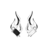 Пламя Черный бриллиант + Белый циркон, 1 пара