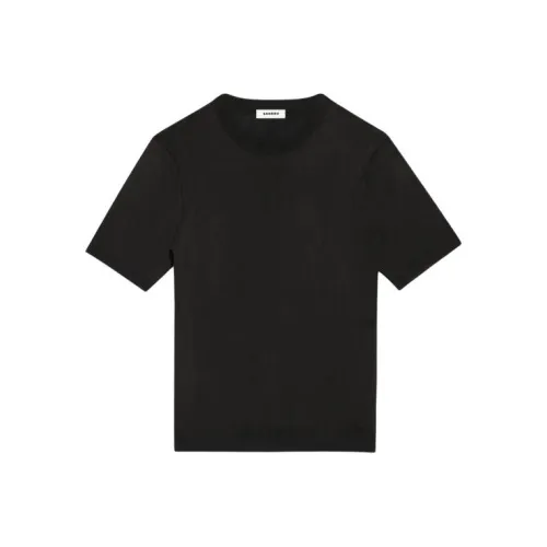 Sandro Вязаная модель T Рубашка T Рубашка Мужская Черная