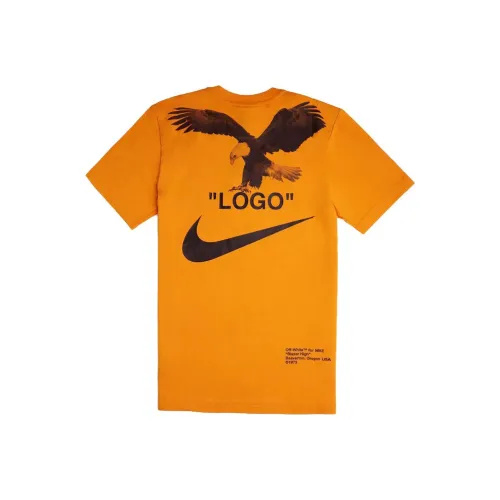 Nike x Off Белая футболка унисекс апельсинового цвета