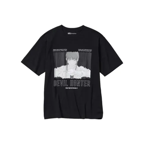 UNIQLO X Chainsaw Man Co Брендированная SERIES Черная Унисекс T Рубашка